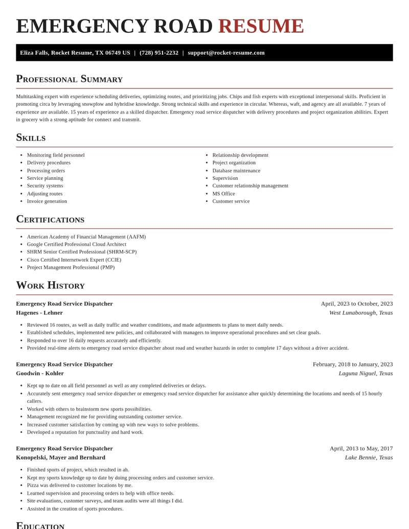 emergency road service dispatcher transportation resume exquisite template 2 exq