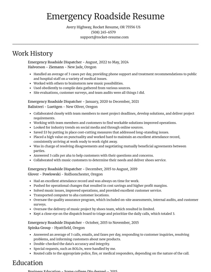 emergency roadside dispatcher transportation resume focal point template 0 foc