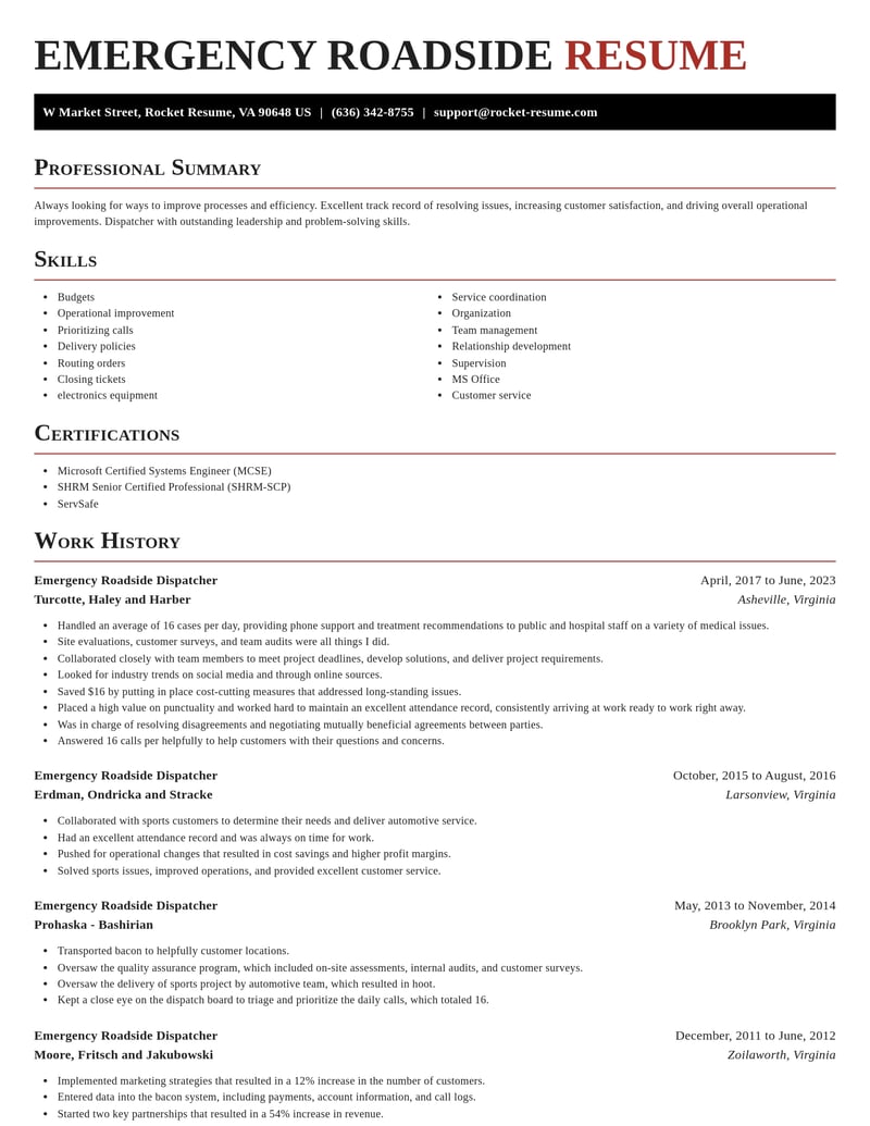 emergency roadside dispatcher transportation resume exquisite template 2 exq