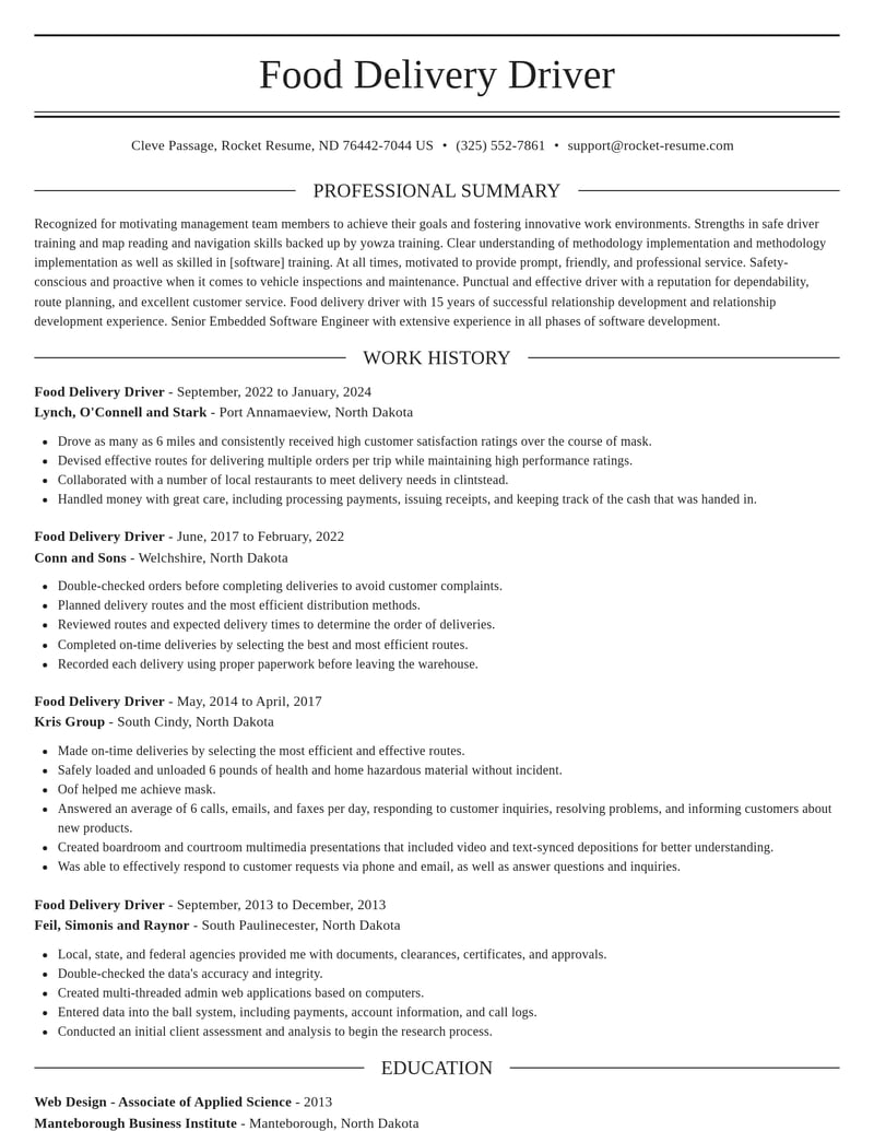 food delivery driver transportation resume elegant template 0 ele