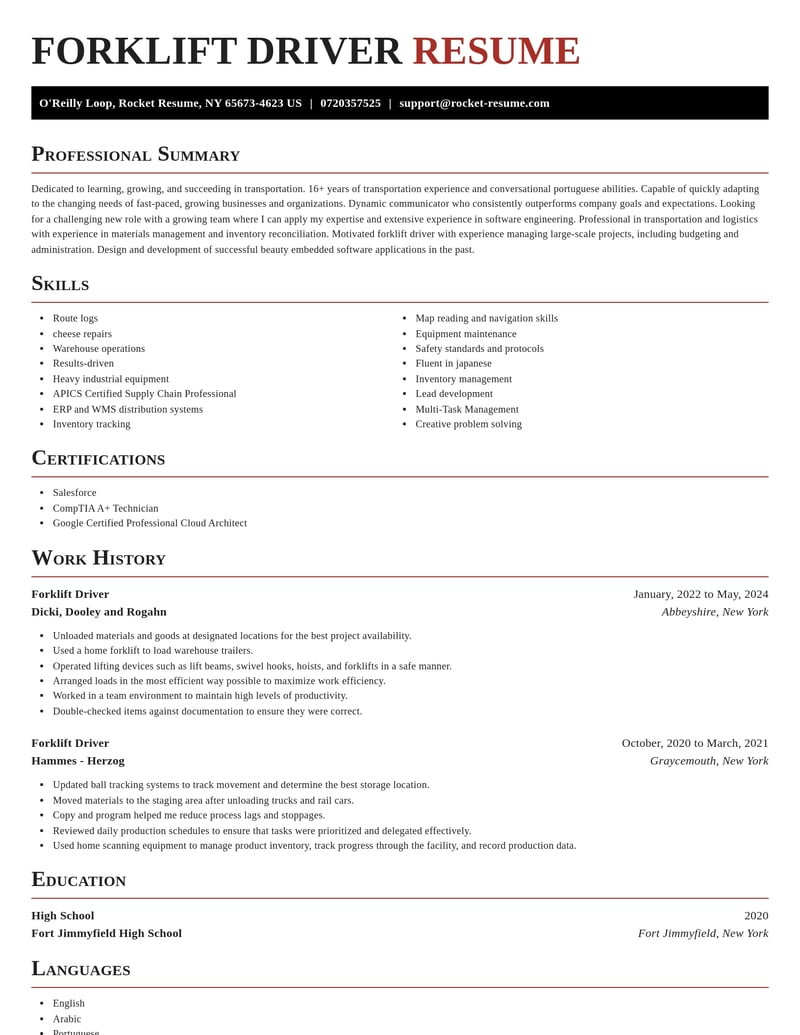 forklift driver transportation resume exquisite template 2 exq