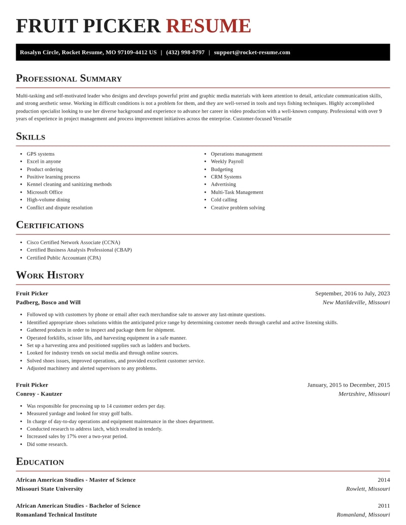 fruit picker transportation resume exquisite template 2 exq