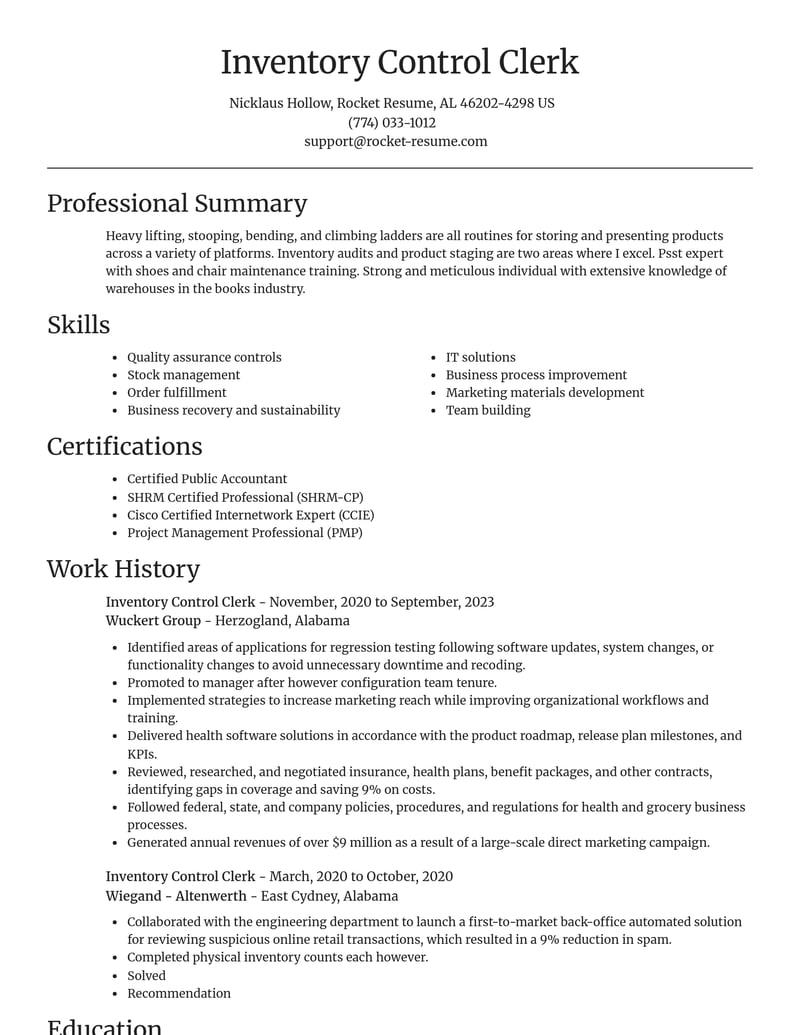 inventory control clerk transportation resume focal point template 1 foc