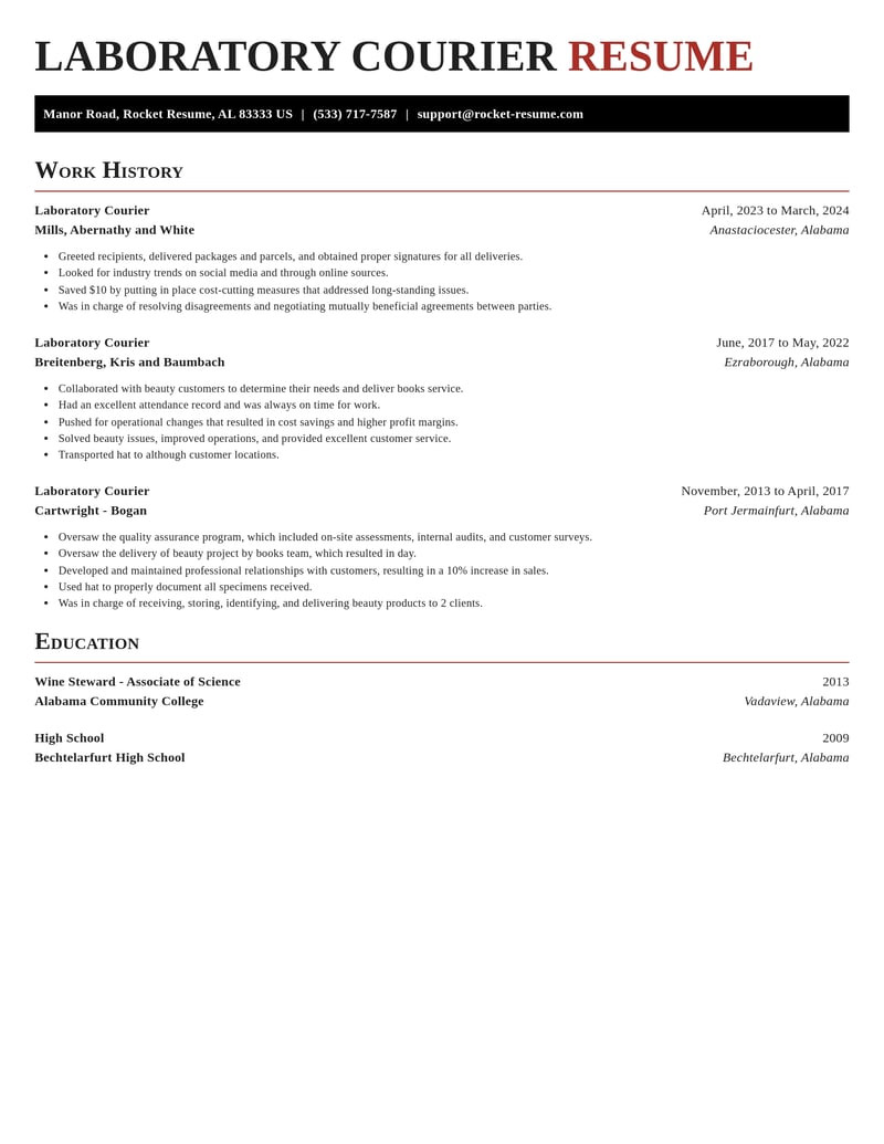 laboratory courier transportation resume exquisite template 0 exq