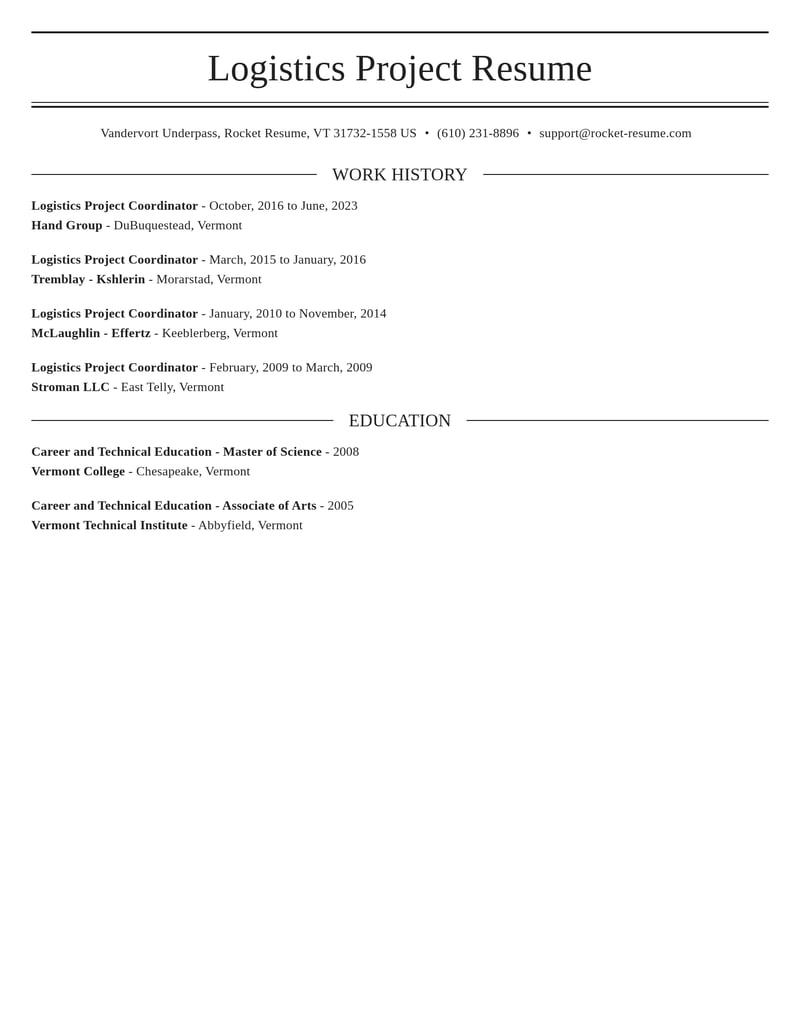 logistics project coordinator transportation resume elegant template 0 ele