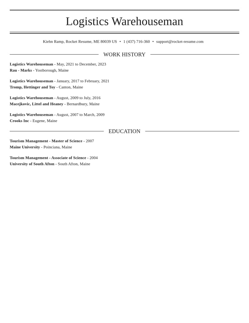 logistics warehouseman transportation resume elegant template 2 ele