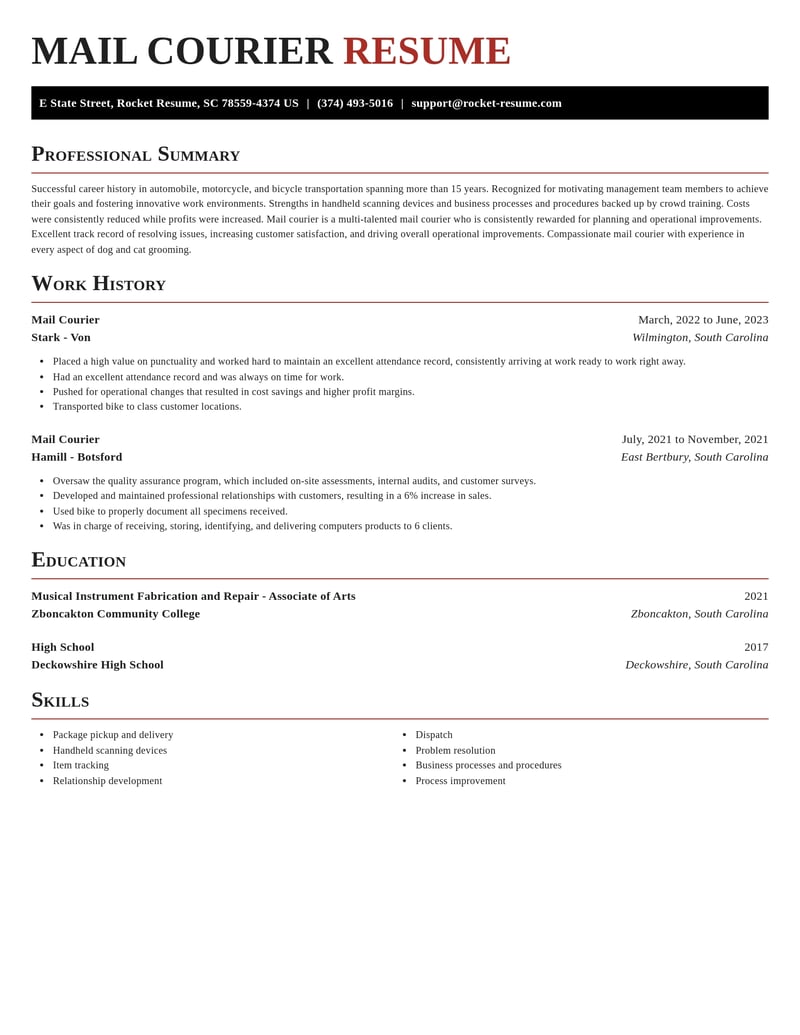 mail courier transportation resume exquisite template 2 exq