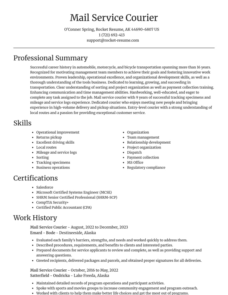 mail service courier transportation resume focal point template 0 foc