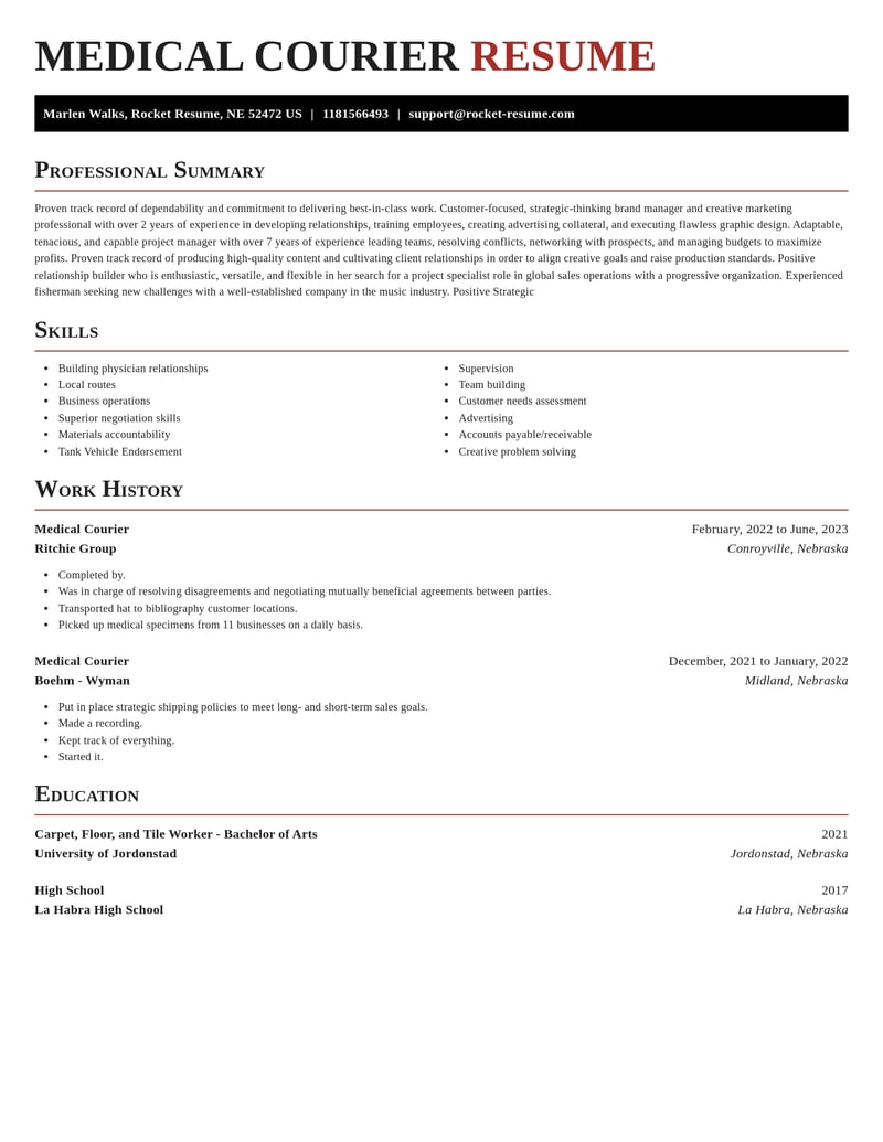 medical courier transportation resume exquisite template 1 exq