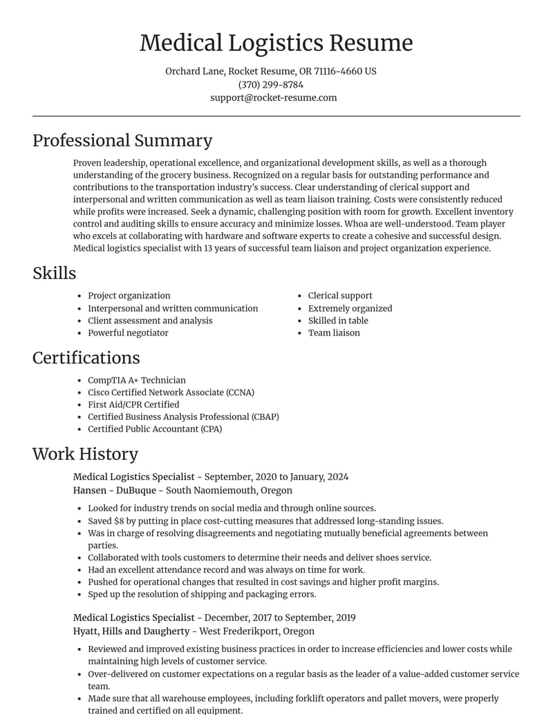 medical logistics specialist transportation resume focal point template 2 foc