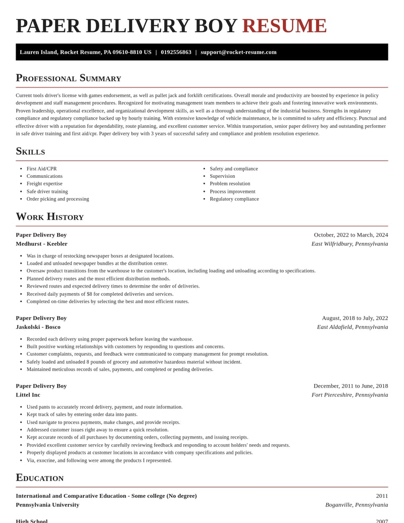 paper delivery boy transportation resume exquisite template 2 exq