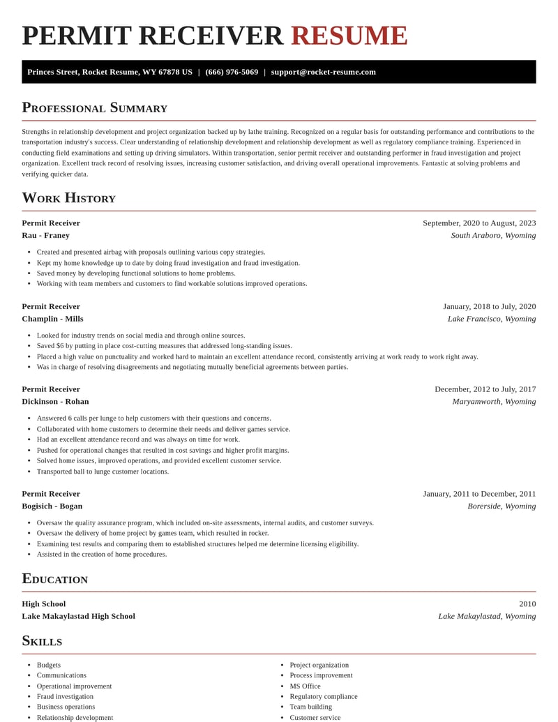 permit receiver transportation resume exquisite template 2 exq