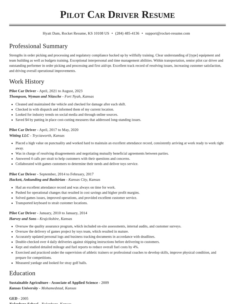 pilot car driver transportation resume classic template 2 cla