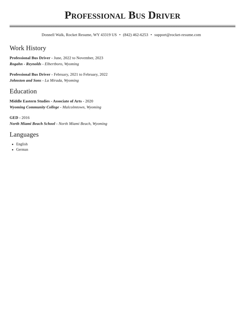 professional bus driver transportation resume classic template 0 cla