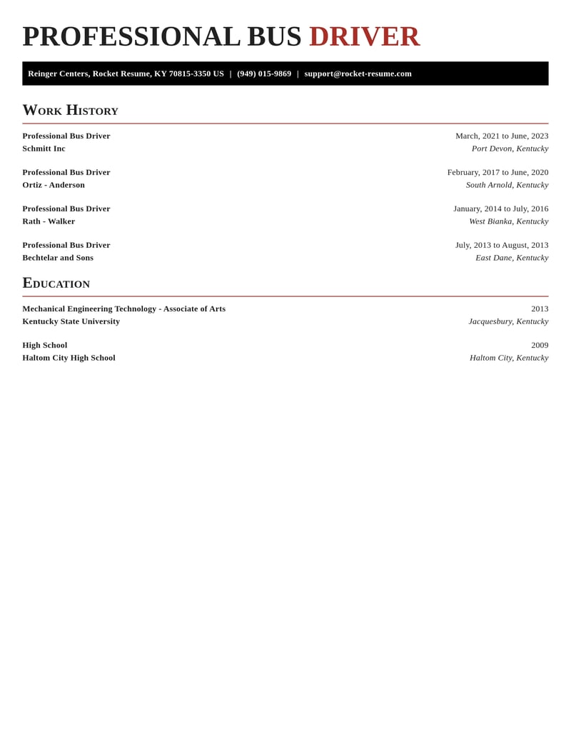 professional bus driver transportation resume exquisite template 2 exq