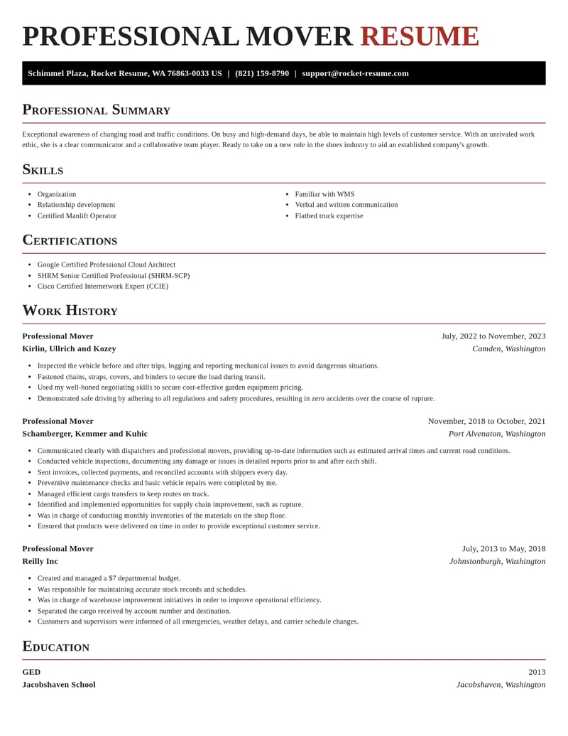 professional mover transportation resume exquisite template 2 exq