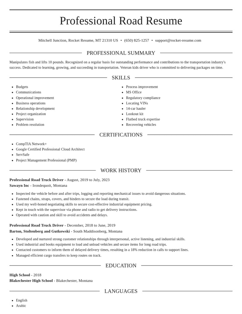 professional road truck driver transportation resume elegant template 2 ele