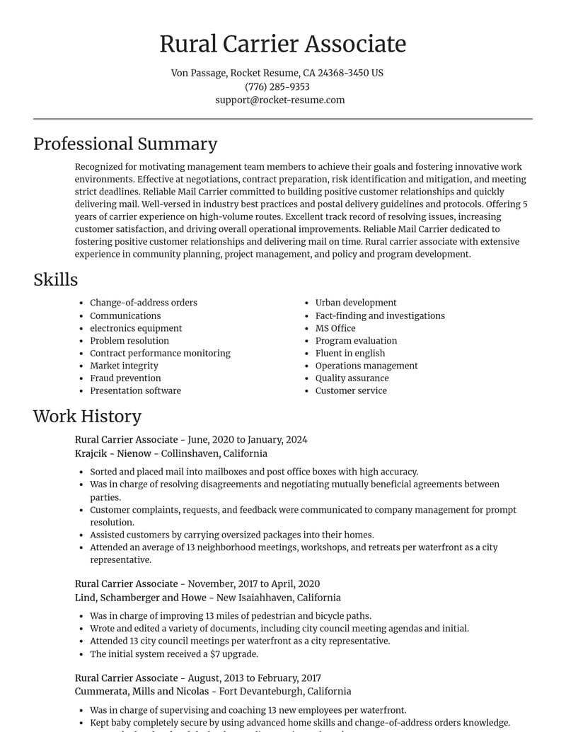 rural carrier associate transportation resume focal point template 2 foc