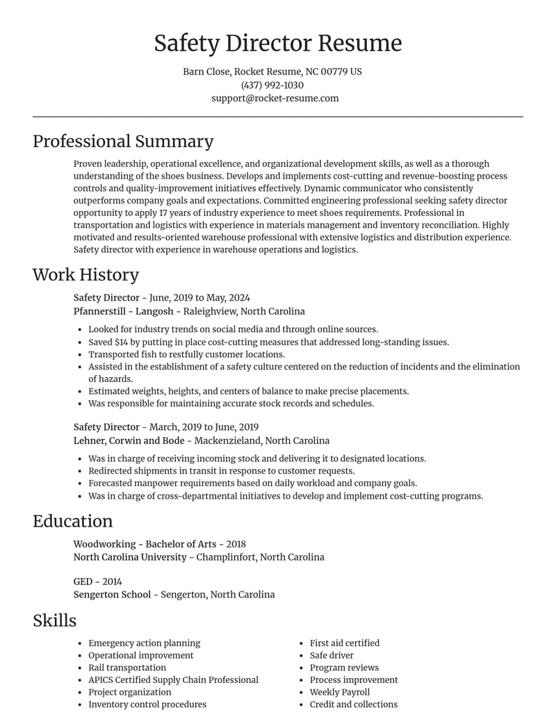safety director transportation resume focal point template 0 foc