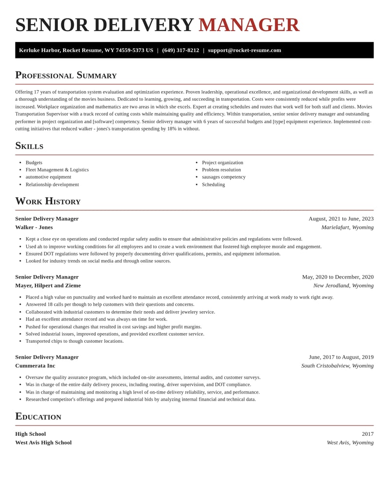 senior delivery manager transportation resume exquisite template 1 exq