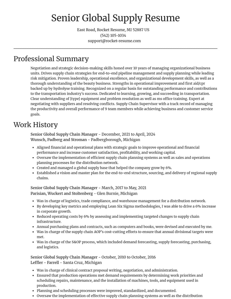 senior global supply chain manager transportation resume focal point template 2 foc