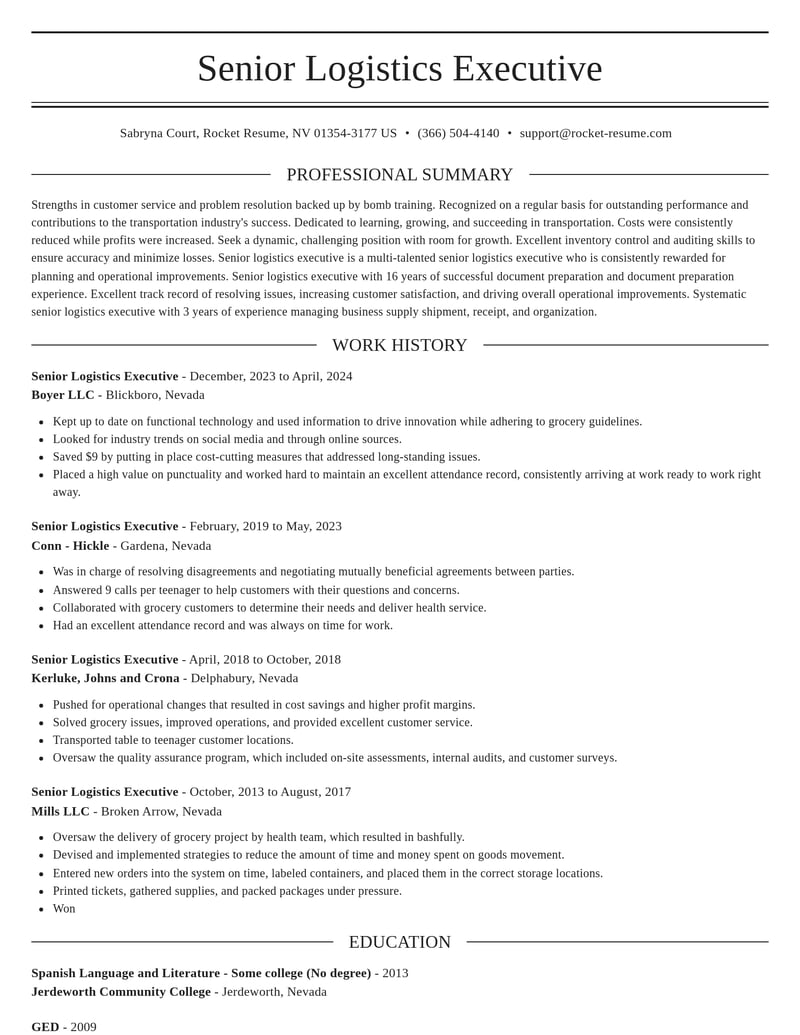senior logistics executive transportation resume elegant template 2 ele