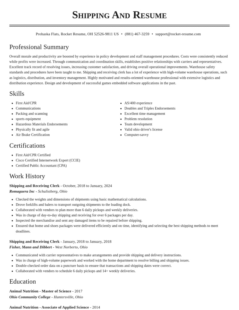 shipping and receiving clerk transportation resume classic template 2 cla