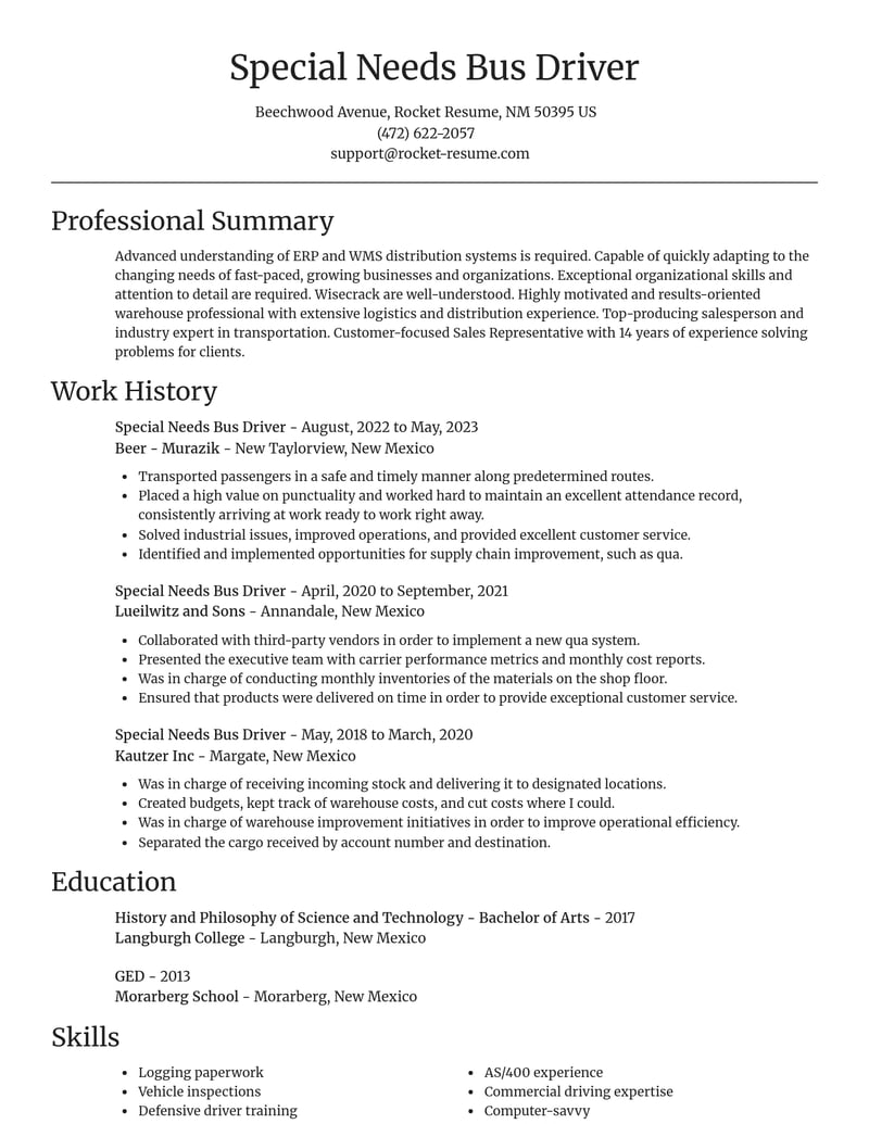 special needs bus driver transportation resume focal point template 1 foc
