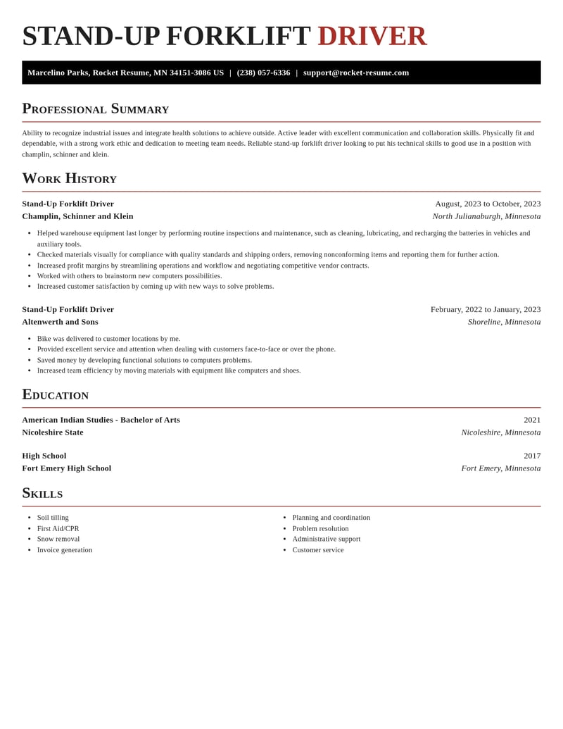 stand up forklift driver transportation resume exquisite template 0 exq