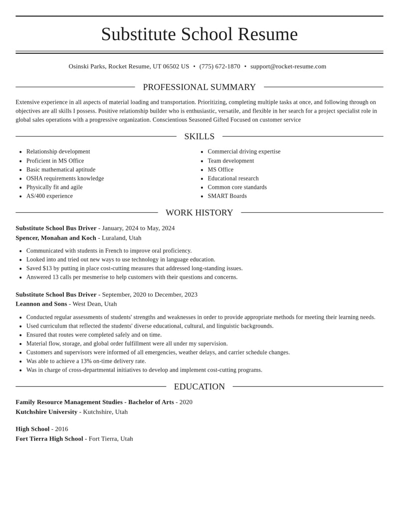 substitute school bus driver transportation resume elegant template 0 ele