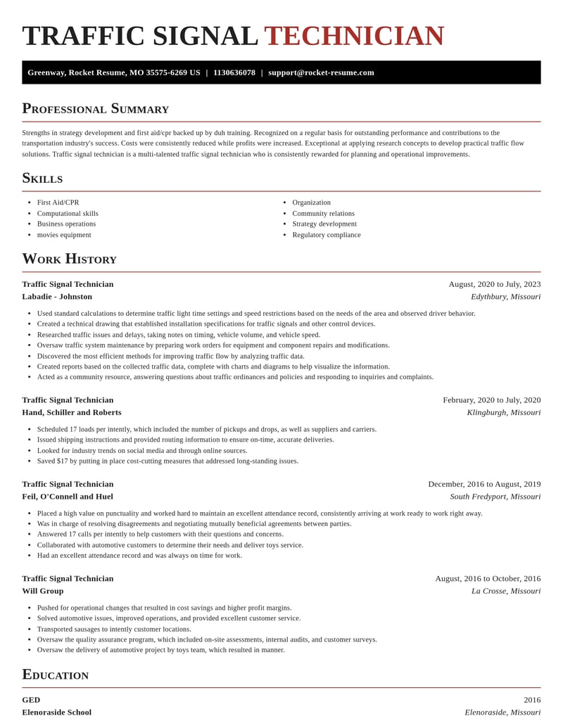 traffic signal technician transportation resume exquisite template 2 exq