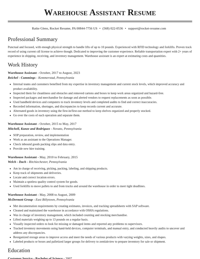 warehouse assistant transportation resume classic template 0 cla