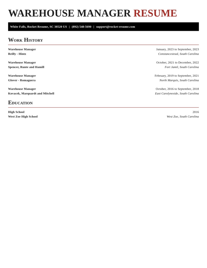 warehouse manager transportation resume exquisite template 0 exq