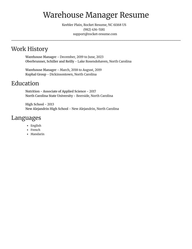 warehouse manager transportation resume focal point template 0 foc