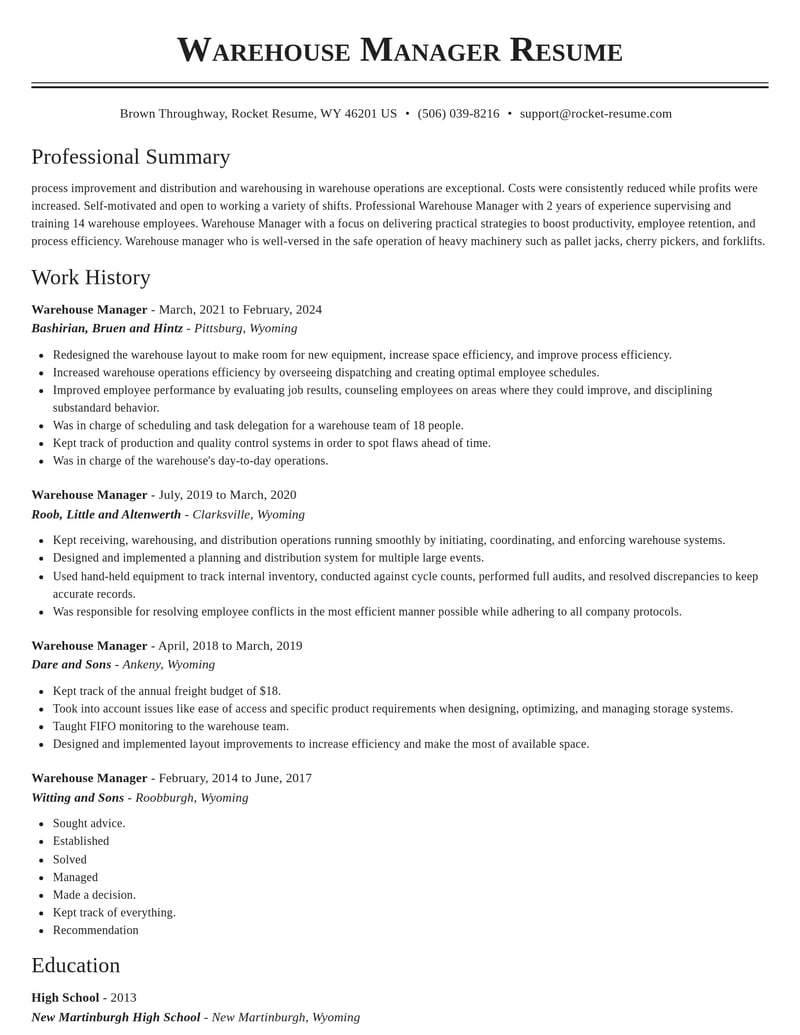 warehouse manager transportation resume classic template 2 cla