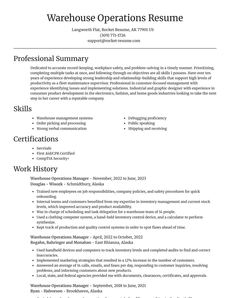 warehouse operations manager transportation resume focal point template 2 foc