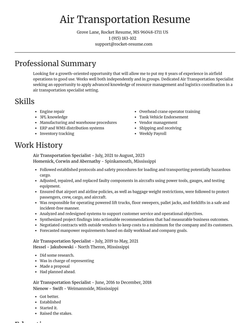 transportation resume focal point template 0 foc