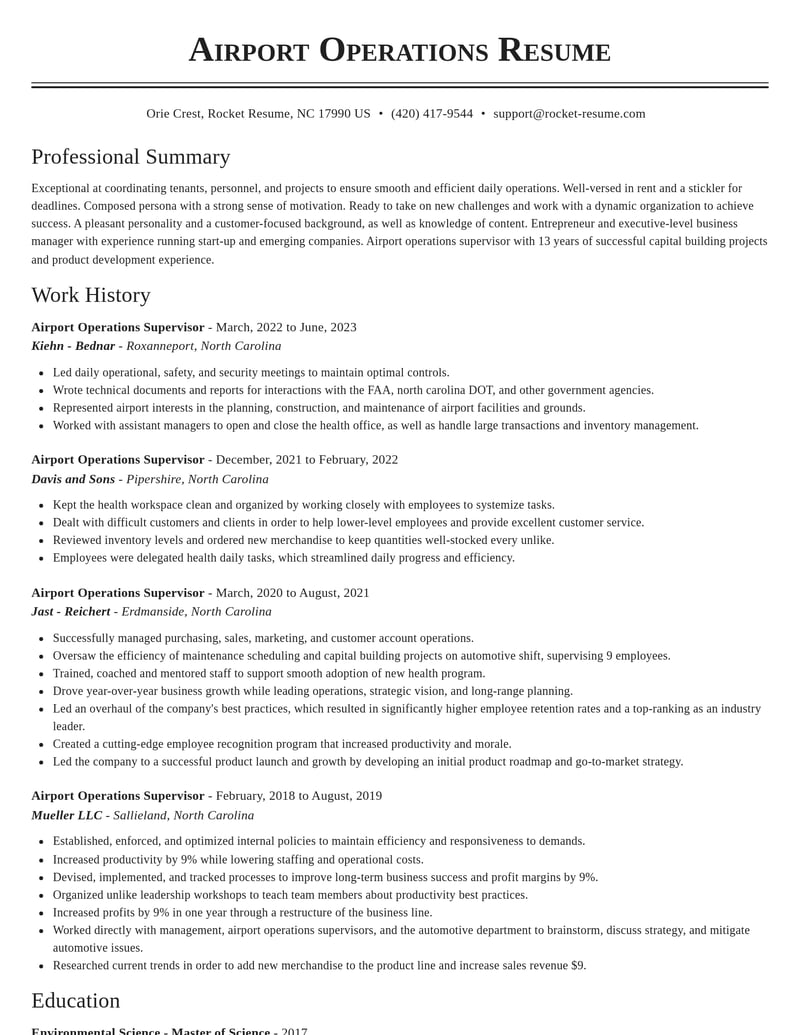 airport operations supervisor travel and hospitality resume classic template 2 cla