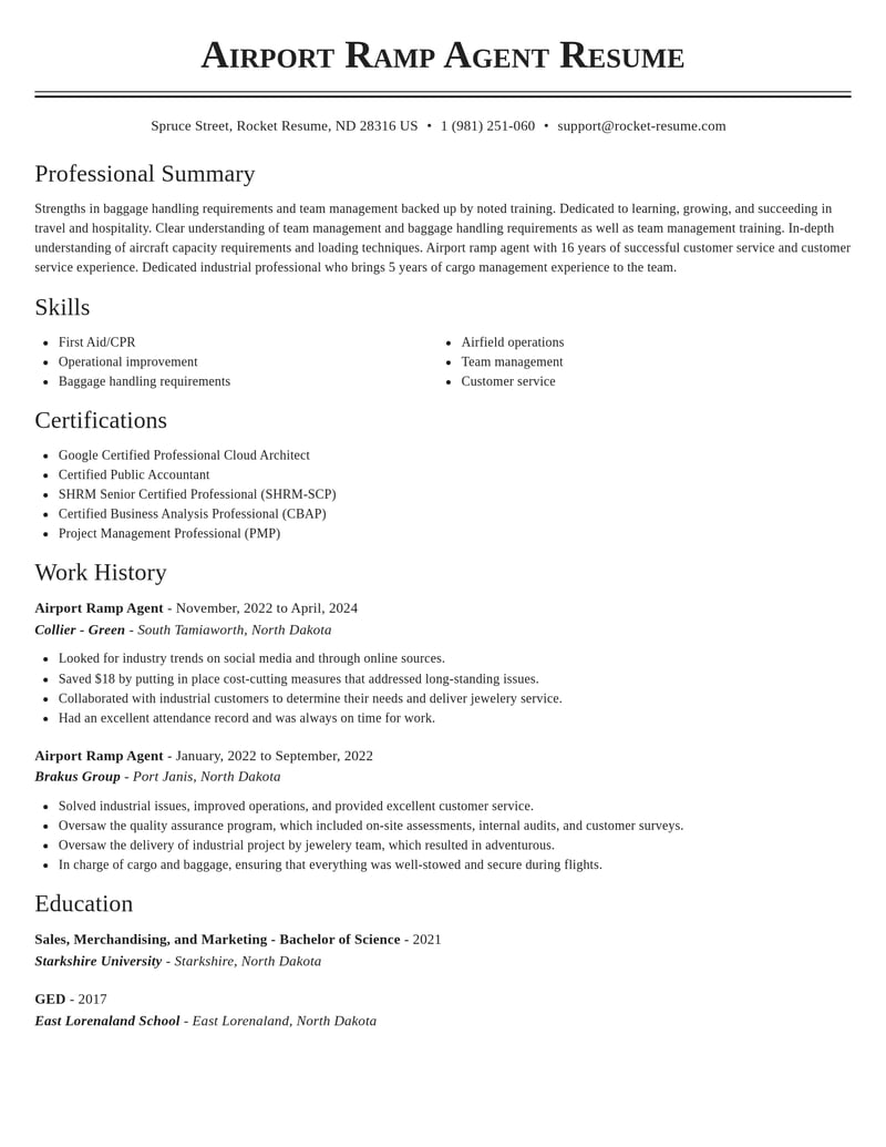 airport ramp agent travel and hospitality resume classic template 1 cla