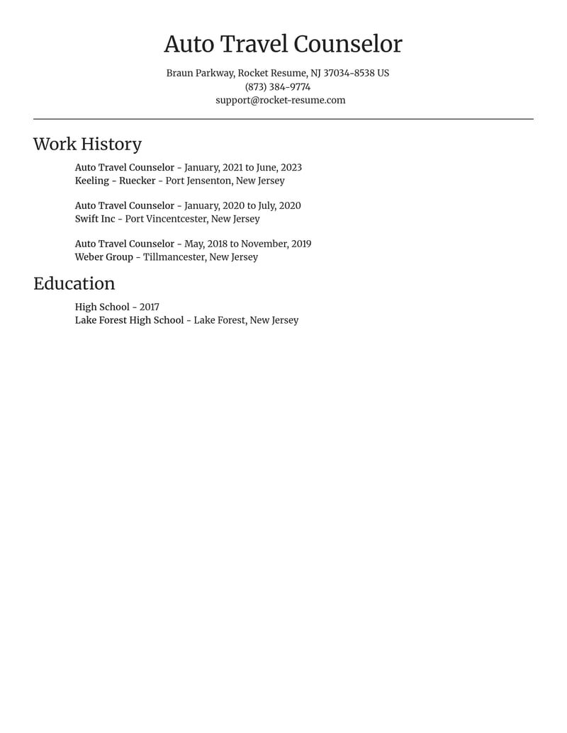 auto travel counselor travel and hospitality resume focal point template 0 foc