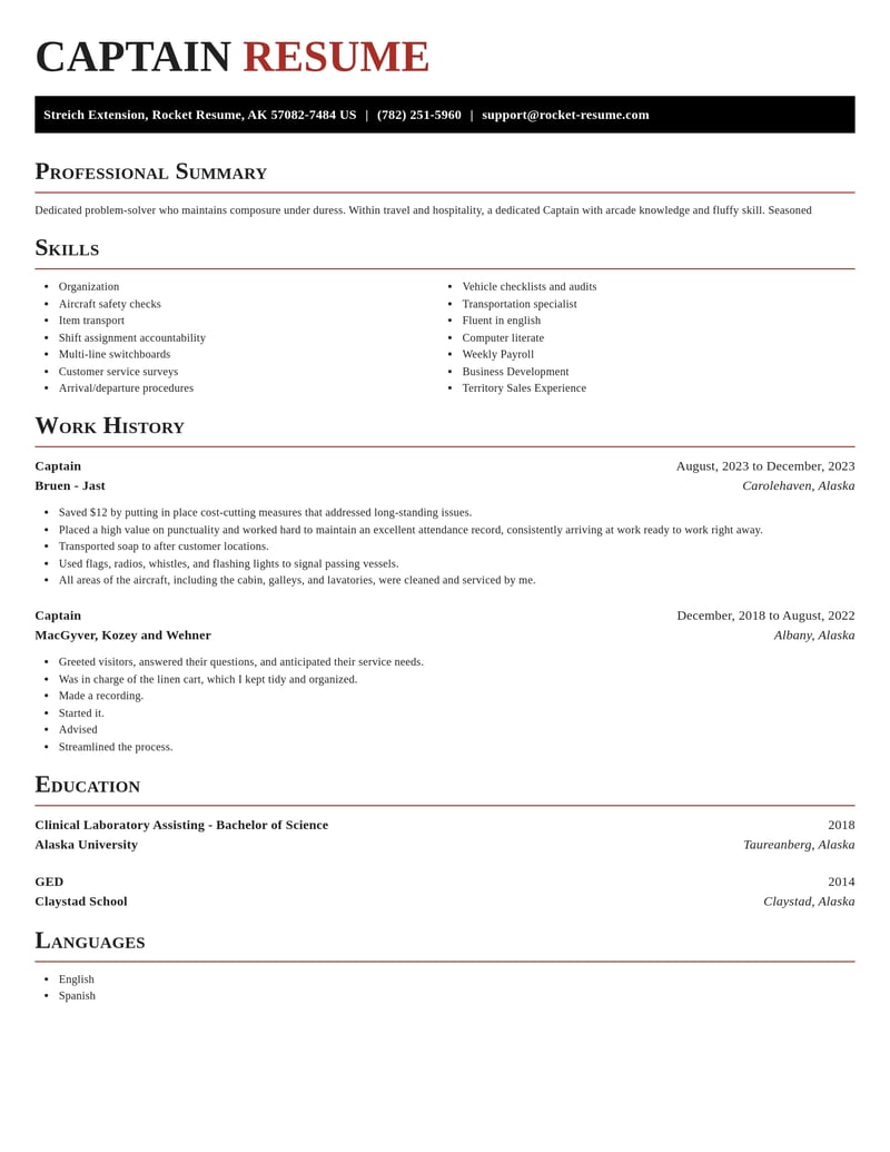 captain travel and hospitality resume exquisite template 2 exq