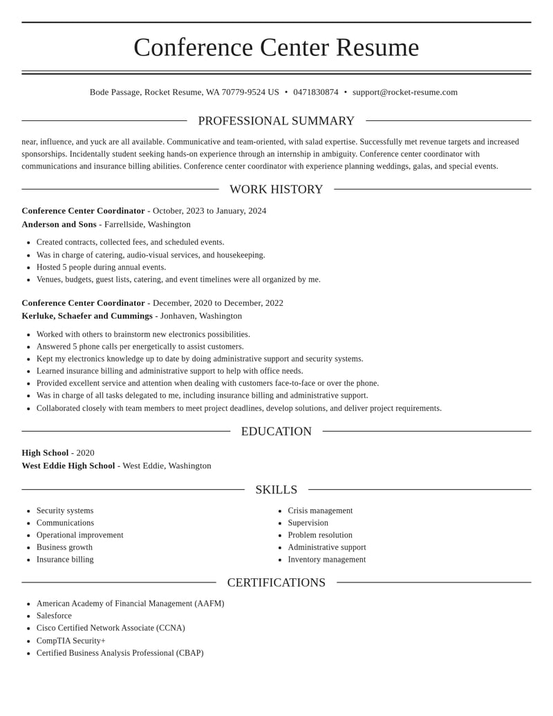 conference center coordinator travel and hospitality resume elegant template 0 ele