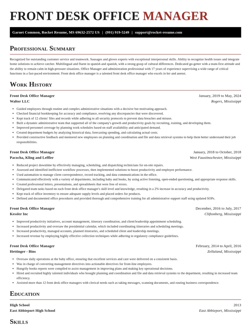front desk office manager travel and hospitality resume exquisite template 0 exq