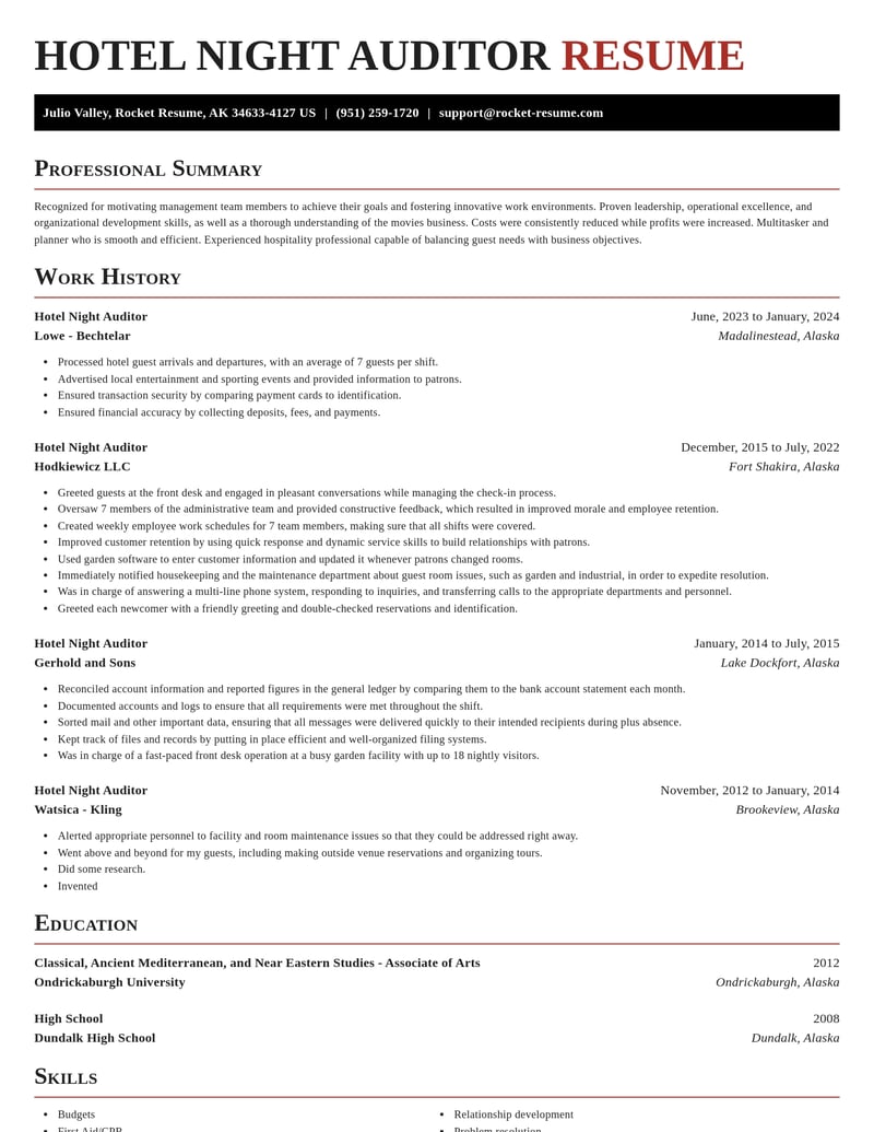 hotel night auditor travel and hospitality resume exquisite template 0 exq