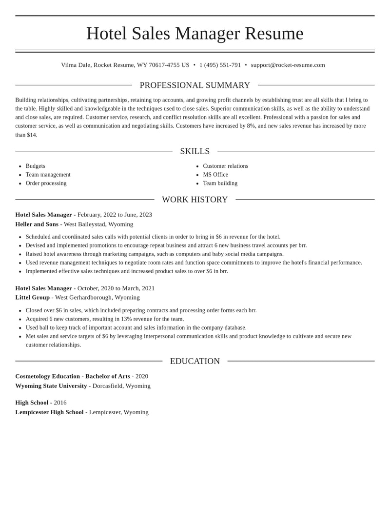 hotel sales manager travel and hospitality resume elegant template 1 ele
