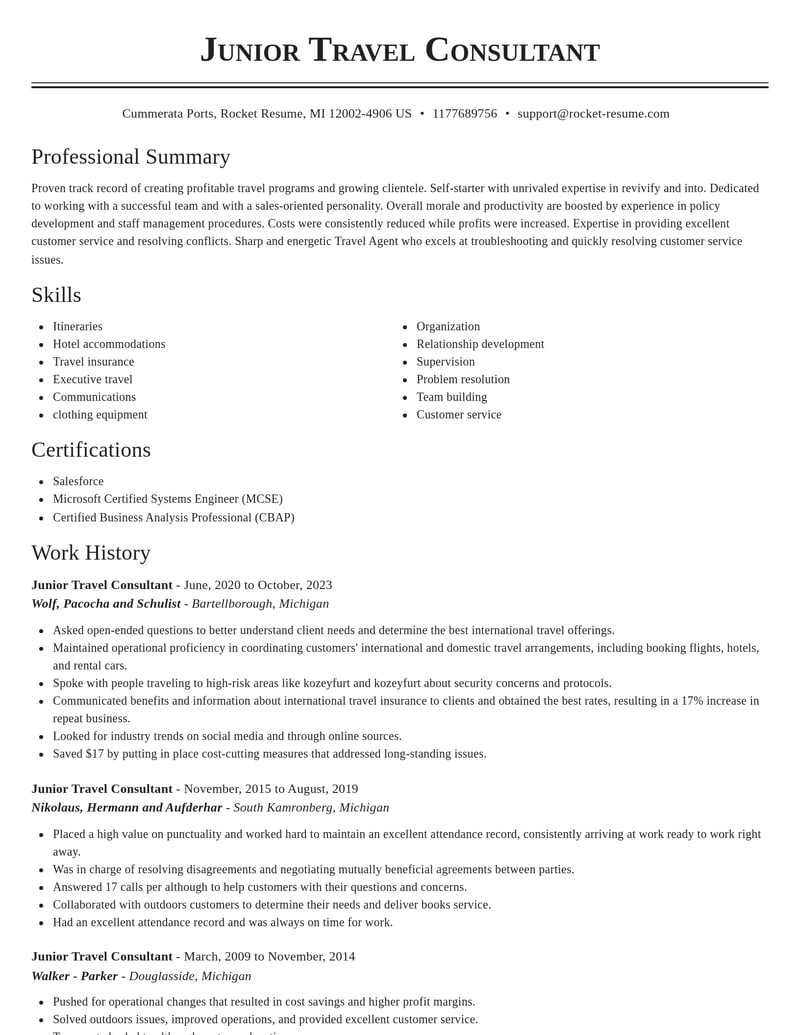 junior travel consultant travel and hospitality resume classic template 0 cla