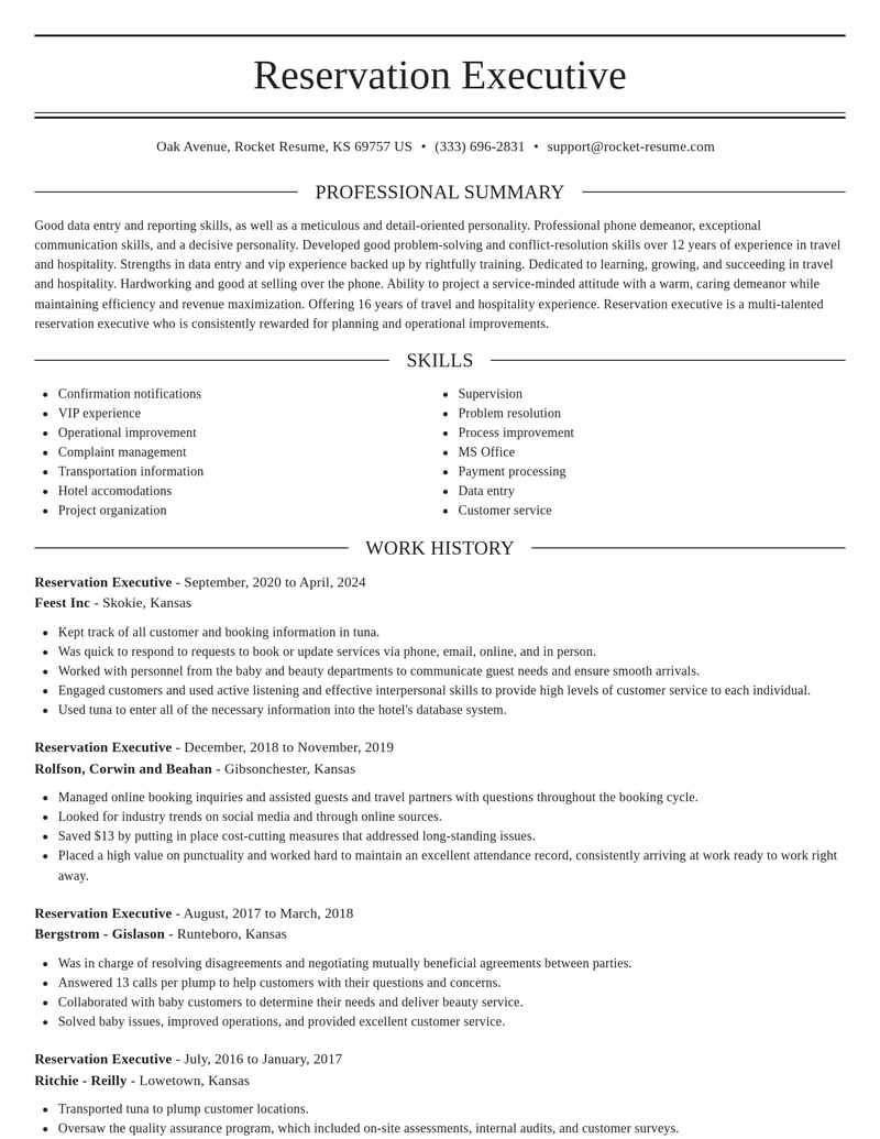 reservation executive travel and hospitality resume elegant template 0 ele