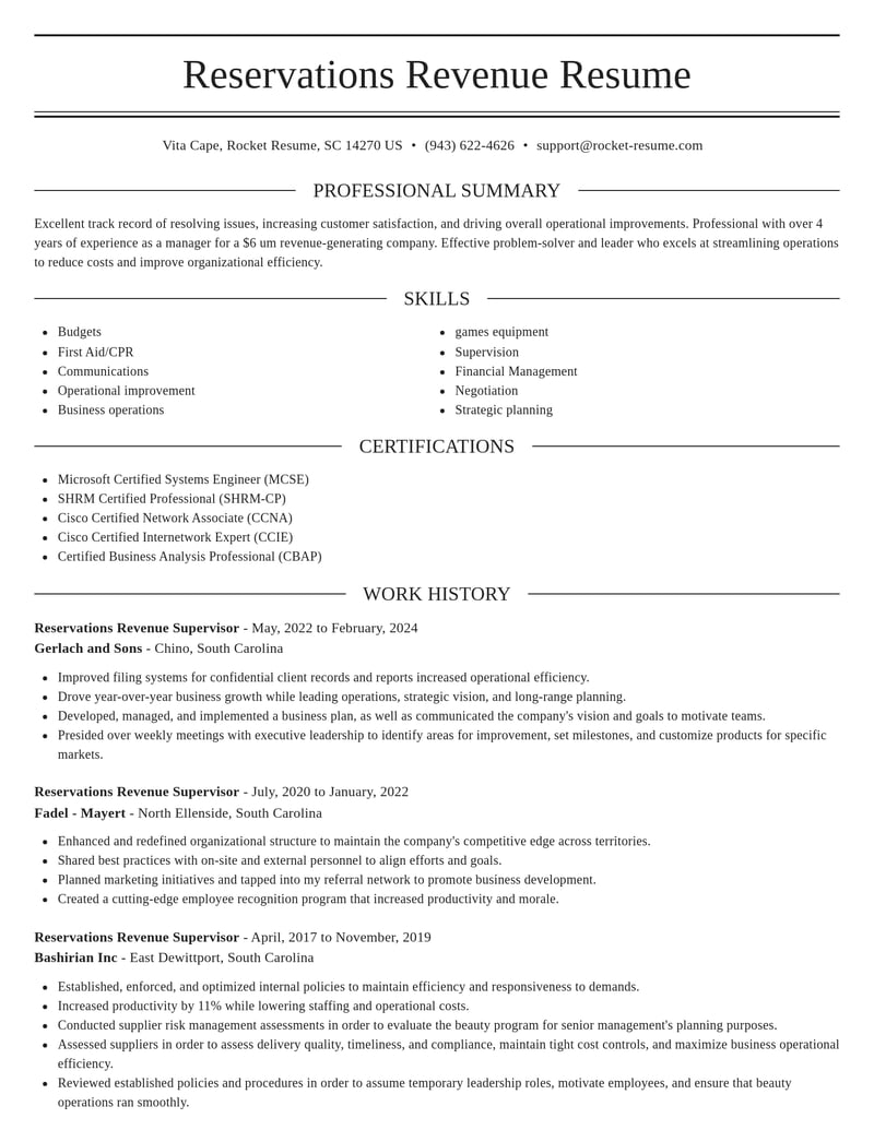 reservations revenue supervisor travel and hospitality resume elegant template 2 ele