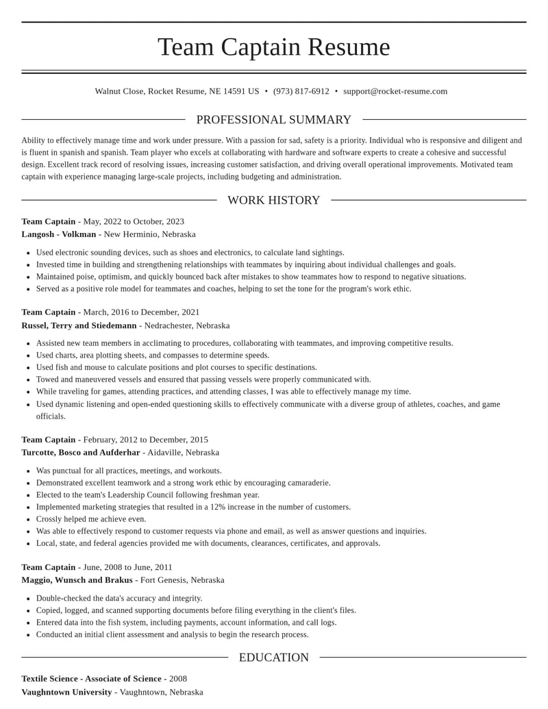 team captain travel and hospitality resume elegant template 0 ele