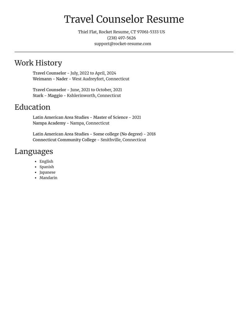 travel counselor travel and hospitality resume focal point template 2 foc